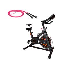 Combo Fitness - Bike Spinning Hb Painel 9kg Uso Residencial e Corda Plástica Fitness Rosa - ES1220K