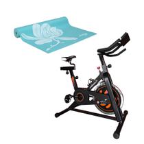 Combo Fitness - Bike Spinning Hb Painel 9kg Uso Residencial e Tapete De Yoga Premium Com Estampa Flores - ES2180K - Wellness