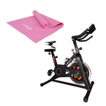 Combo Fitness - Bike Spinning Hb Painel 9kg Uso Residencial e Tapete De Yoga PVC Rosa - ES3120K - Wellness