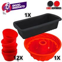 Combo Forma Silicone Para Pão Pudim Cupcake Antiaderente Microondas Forno Air Fryer Sobremesa Natal