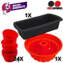 Combo Forma Silicone Para Pão Pudim Cupcake Antiaderente Microondas Forno Air Fryer Sobremesa Natal