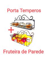 Combo Fruteira de parede 40x20cm Preto e Porta Tempero 40x10 Preto - StiloArteMetal