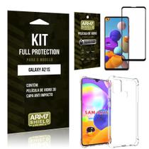 Combo Full Protection Galaxy A21s Película de Vidro 3D + Capa Anti Impacto - Armyshield