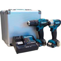 Combo Furadeira Parafusadeira + Parafusadeira de Impacto a bateria 12V com maleta - CLX22 - Makita
