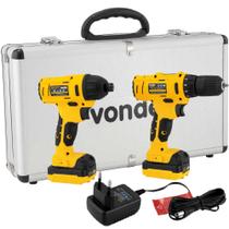 Combo Furadeira Parafusadeira PFV 120 + Parafusadeira de Impacto 12V PBV 012I - PFBV 012 - Vonder