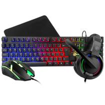 Combo Gamer 4-em-1 Kalkan Odin Lite Mouse 2400DPI, Teclado Membrana, Mousepad e Headset KLK00060