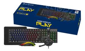 Combo gamer 4 em 1 play, teclado,mouse,headset, mousepad - led rainbow - bluecase bghpkm-01bx Combo gamer 4 em 1 play, teclado,mouse,headset, mousepad - led rainbow - bluecase bghpkm-01bx