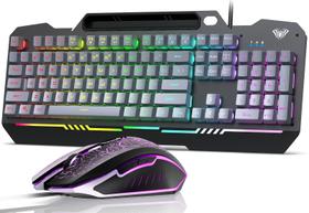 Combo Gamer AULA - Teclado e Mouse com 104 Teclas RGB Retroiluminadas