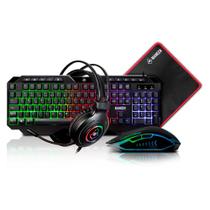 Kit Gamer LED RGB Teclado Mouse Headset Mousepad Evolut EG54