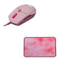Combo Gamer Mouse E Mousepad Vibes Rosa Oex Mc200