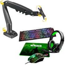 Combo Gamer Suporte Monitor Teclado Mouse Headset Mousepad