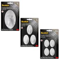 Combo Ganchos Scotch 3m Adesivo Sem Furos - 8 Unidades Tamanhos Variados