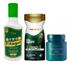 Combo Gel massageador 3x mais Gel de Arnica Fitogel 200g, Gel Fito sport 21 ervas 120g e Gel Mastruz com Arnica 100g Combo Gel massageador 3x mais Gel de Arnica Fitogel 200g, Gel Fito sport 21 ervas 120g e Gel Mastruz com Arnica 100g