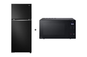 Combo Geladeira LG Frost Free Inverter 395L Duplex Black Inox 220V+Micro-ondas LG Grill NeoChef 30L 220V Preto MG3035DSA