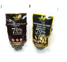 Combo Gota 70% cacau 120g e Castanha do Pará com chocolate 70% cacau 120g - Cacauway