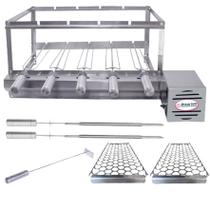 Combo Grill Inox 5 Espetos Giratórios + Acessórios Churrasqueira de Qualidade - Brasa Grill