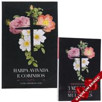 Combo Harpa Avivada e Corinhos Brochura Letra Hipergigante Flores Cruz + Devocional 3 Minutos de Sabedoria Para Mulheres