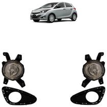 Combo Hb20 2012 2013 2014 2015 Par Farol Milha Auxiliar Par Moldura Grade Milha Preto Furo Milha