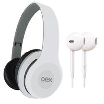 Combo Headset E Fone De Ouvido Com Microfone Oex Twin Hf100 - Branco