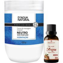 Combo hidratação creme massagem neutro+óleo vegetal argan