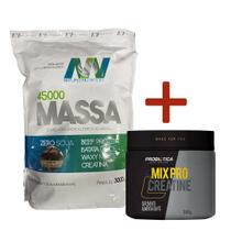 Combo Hipercalórico Massa 45000 3kg Natures Nutrition + Creatina Mix Pro Probiótica Sabores