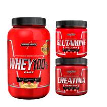 Combo Hipertrofia Whey Protein 100%+Creatina 300g+Glutamina 300g