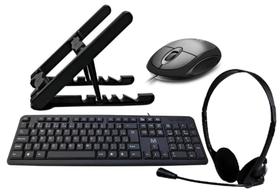 Combo Homeoffice Suporte Notebook, Headset Bright, Teclado e Mouse com fio MULTI - Masticmol,Multilaser e Bright