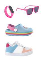 Combo Infantil Babuche + Tenis Oculos e Relogio Menina Funfy