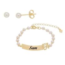 Combo infantil brinco+pulseira menina personalizada a laser Combo infantil brinco+pulseira menina personalizada a laser