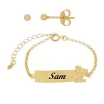 Combo infantil brinco+pulseira ursinho personalizada a laser Combo infantil brinco+pulseira ursinho personalizada a laser