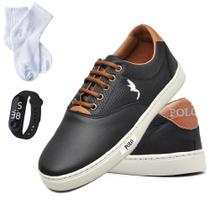 Combo Infantil Juvenil Tênis Masculino Preto com Relógio Digital e Meia do 27 ao 36 Escolar Combo Infantil Juvenil Tênis Masculino Preto com Relógio Digital e Meia do 27 ao 36 Escolar