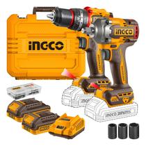 Combo Ingco Furadeira Impacto 66Nm Com Chave De Impacto 400Nm 20V Com 2 Baterias 2Ah