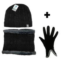 Combo Inverno Feminino Com Cachecol Touca E Luva Forrada Para Frio