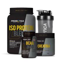 Combo Iso Protein Blend Pote 900g, Creatina 100g, BCAA 2400 60 Tabletes e Coqueteleira 700mL