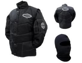 Combo Jaqueta Frio Inverno Original Arizona Refletiva Preta Manga Removível Moto Motoboy + Capuz Ninja Balaclava