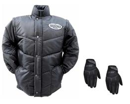 Combo Jaqueta Frio Inverno Original Arizona Tradicional Preta Manga Removível Moto Motoboy + Luva X11 Fit Touch Screen