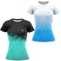 Combo Kit 2 Camiseta Academia Blusa Feminina Fitness Caminhada Musculação Corrida Treino