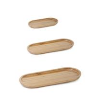 Combo Kit 3 Bandejas Ovais Bambu