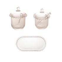 Combo Kit Açucareiro Meleira e Travessa Coração Lyor (3 Peças)