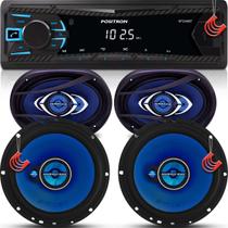 Combo Kit Auto Radio Som Aparelho Automotivo Usb Bluetooth Positron + 4 Falantes 6" + 6x9"