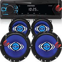 Combo Kit Auto Radio Som Aparelho Automotivo Usb Bluetooth Positron + 4 Falantes Portas - 6" + 5" Combo Kit Auto Radio Som Aparelho Automotivo Usb Bluetooth Positron + 4 Falantes Portas - 6" + 5"