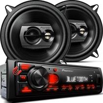 Combo Kit Auto Radio Som Aparelho Automotivo Usb Pioneer +2 Falantes Triaxial 5" Dianteiros Portas