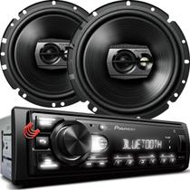 Combo Kit Auto Radio Som Aparelho Automotivo Usb Pioneer +2 Falantes Triaxial 6" Dianteiros Portas