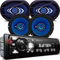 Combo Kit Auto Radio Som Aparelho Automotivo Usb Pioneer +4 Falantes Dianteiros e Traseiros Tampão