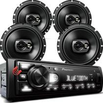 Combo Kit Auto Radio Som Aparelho Automotivo Usb Pioneer +4 Falantes Portas - 6" + 6" Combo Kit Auto Radio Som Aparelho Automotivo Usb Pioneer +4 Falantes Portas - 6" + 6"