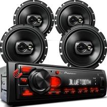 Combo Kit Auto Radio Som Aparelho Automotivo Usb Pioneer +4 Falantes Portas - 6" + 6"