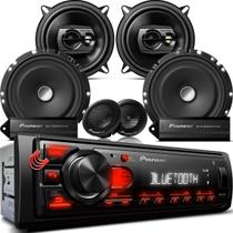Combo Kit Auto Radio Som Aparelho Automotivo Usb Pioneer +4 Falantes Portas Dianteiros e Traseiros