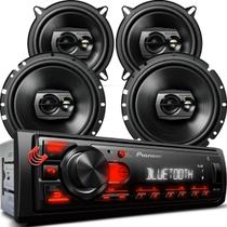 Combo Kit Auto Radio Som Aparelho Automotivo Usb Pioneer +4 Falantes Portas - Dianteiros e Traseiros