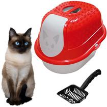 Combo Kit Banheiro Para Gatos Caixa De Areia Fechada Cat Toalete + Pá Higiênica Furacão Pet