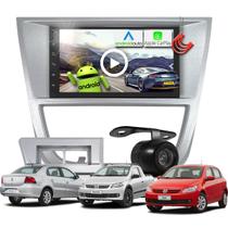 Combo Kit Central Multimidia Android MP5 7 polegada +Camera ré + Moldura Prata Gol Voyage Saveiro G5